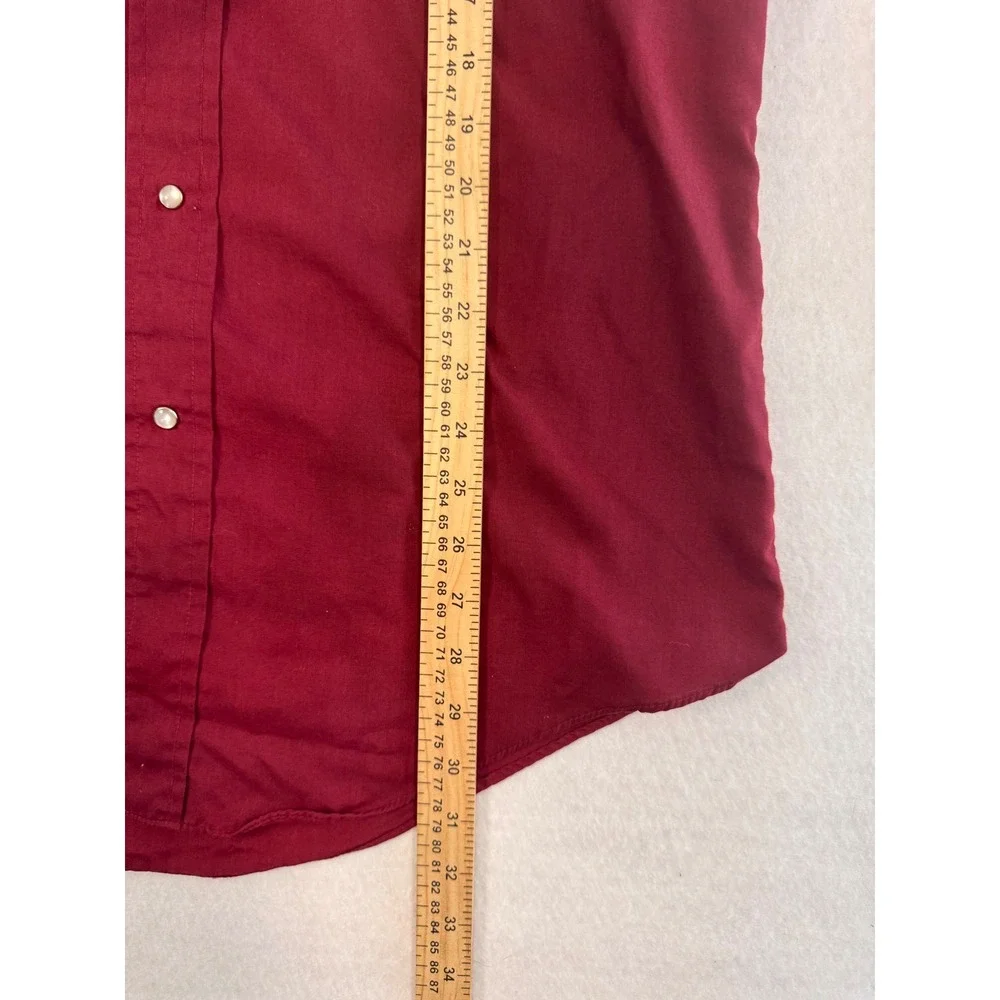 Vintage Pardners Mens Burgundy Red Western Pearl Snap Long Sleeve Shirt Korea